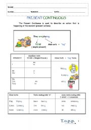 English Worksheet: present continuous