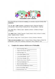 English Worksheet: Nationalities and Countries