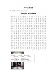 English Worksheet: Family members wordsearch