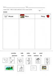 English worksheet: Assesment Nouns