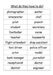English Worksheet: What do they have to do?