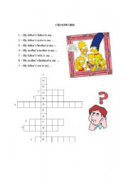 English Worksheet: CROSSOWORD (FAMILY MEMBERS)