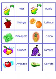 English Worksheet: Fruits and Vegetables dominoes