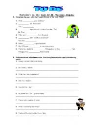 English Worksheet: Verb  TO BE