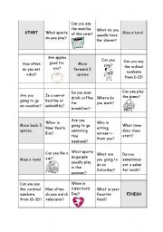 English Worksheet: Board Game
