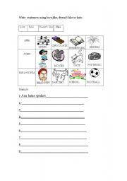 English Worksheet: LIKES AND DISLIKES