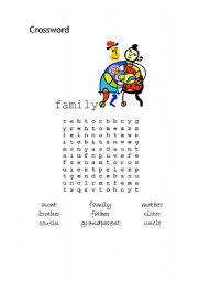 English Worksheet: family wordsearch