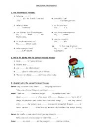 English Worksheet: Personal pronouns