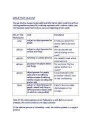 English Worksheet: relative clauses