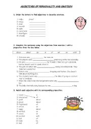 English Worksheet: Adjectives of personality and emotion