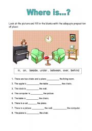 English Worksheet: Prepositions of place