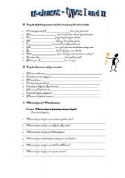 English Worksheet: conditional sentences - types I and II