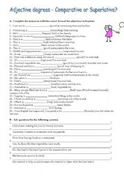 English Worksheet: Comparatives and Superlatives