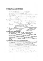 English Worksheet: Verbal Tenses Review of 1st Bachillerato