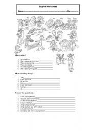 English Worksheet: What are they doing?