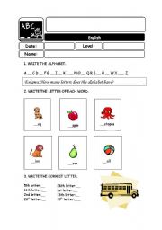 English Worksheet: alphabet and numbers