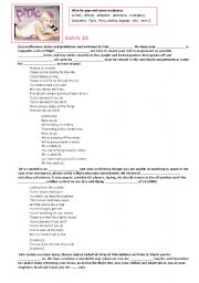 English Worksheet: Catch 22 by PINK  - song worksheet