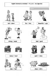 Opposites Flashcard worksheet