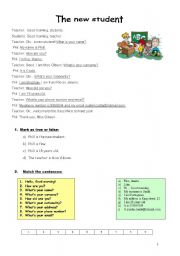 English Worksheet: THE NEW STUDENT