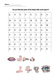 English Worksheet: wordsearch body