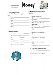 English Worksheet: Money - vocabulary exercises