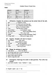 English Worksheet: practising present simple