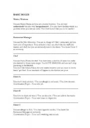 English Worksheet: Restaurant Role Play