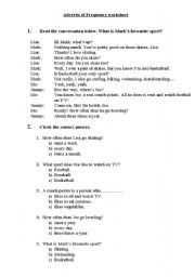 English Worksheet: Adverbs of Frequency