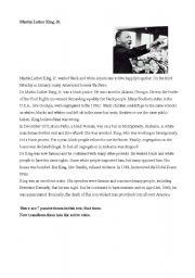 English Worksheet: Passive Voice - Martin Luther King