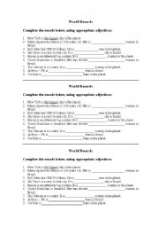 English Worksheet: World Records - Superlatives