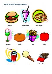 Food items and colours worksheet