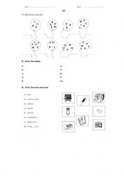 English Worksheet: test . colours, numbers and school objects