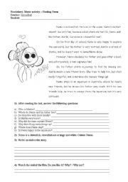 English Worksheet: Finding Nemo - film activity