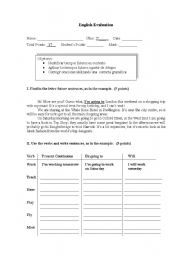 English Worksheet: evaluation