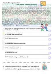 English Worksheet: The place where I belong