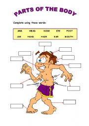 English Worksheet: Body parts