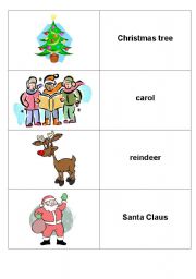 English Worksheet: Christmas Vocabulary Matching Cards