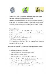 English Worksheet: News, Reporting the News