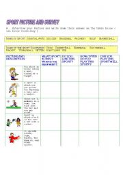 English Worksheet: Sport Description, Survey,Interview Questions Writing Worksheet