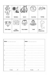 English Worksheet: Vocabulary game