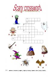 English Worksheet: Scary Crossword