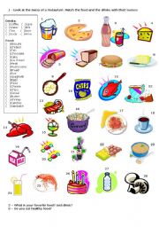 English Worksheet: Food and drinks