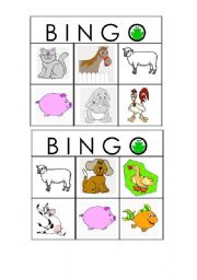 English Worksheet: farm animals bingo