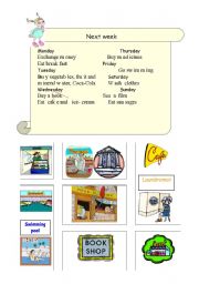 English Worksheet: Going to and places in the town