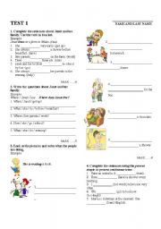 English Worksheet: Test - Present Simple