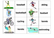 English Worksheet: Sports Memory Game
