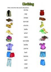 English Worksheet: clothes