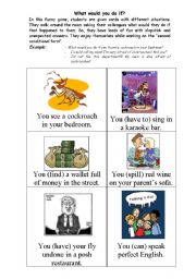 English Worksheet: What would you do? - flashcards - Second conditional