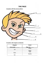 English Worksheet: Parts of the Face