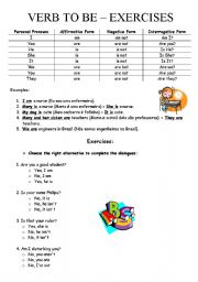 English worksheet: Verb TO BE